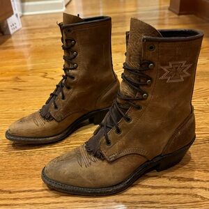 Vintage Abilene Leather South Western Packer Kiltie Boots  Size 6